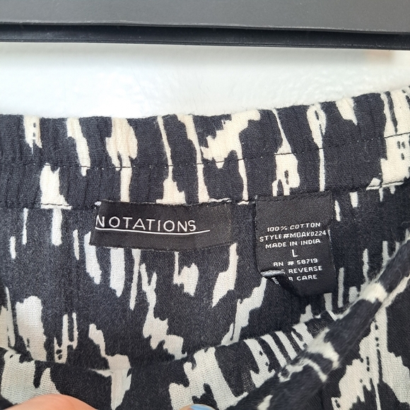 Notations Black White Tiered Boho Whimsygoth Beach Elastic Waist Maxi Skirt Sz L - Picture 4 of 5